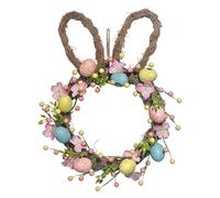 Couronne de lapin de Pâques - Couronnes festives colorées pour la maison de 16 pouces avec œufs décoratifs | Couronne de bienvenue | pour le mur du porche, du patio, de la ferme, de la maison et du