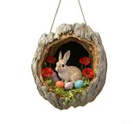 Couronne de lapin de Pâques en bois pour décoration de vacances de printemps sur portes, murs, rebords de fenêtre et autres surfaces intérieures (GJ831-012)