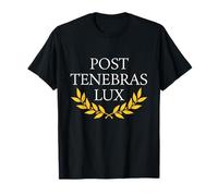Couronne de Laurier avec Citation Latine Sophisticated Post Tenebras Lux T-Shirt
