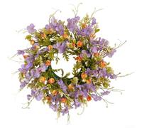 Couronne de lavande artificielle pour porte d'entrée, mur, décoration printanière, fleurs violettes, style moderne minimaliste, 40 cm pour salon