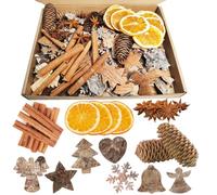 Couronne de l'Avent - 107 pièces - Pot-pourri - Kit de bricolage - Couronne de Noël - Accessoires avec tiges de cannelle - Disques d'orange séchés, pommes de pin, anis étoilé et pentagramme