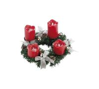 Couronne de l'Avent avec ornements argenté & 4 bougies à LED