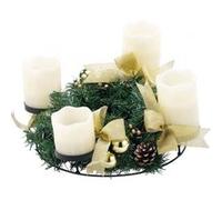 Britesta Couronne de l'Avent avec ornements dorés & 4 bougies à LED