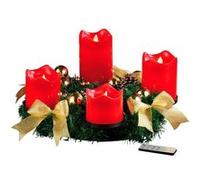 Couronne de l'Avent avec ornements dorés & 4 bougies à LED Vert G