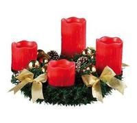 Couronne de l'Avent avec ornements dorés & 4 bougies à LED Vert G