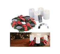 Britesta : Couronne de l'Avent avec ornements rouges et 4 bougies LED blanches G