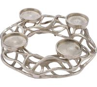 Couronne de l'Avent en aluminium pour 4 bougies - Ø 28 cm - Bougeoir argenté