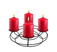 Couronne de l'Avent en métal noir avec pics - 29 cm - Bougeoir avec 4 supports pour bougies en cire véritable - Noël, Avent, hiver, table, panier grillagé, chandelier