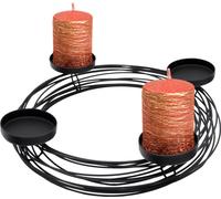 Couronne de l'Avent en métal noir - env. Ø 36 cm - pour bougies LED jusqu'à 7,5 cm - Couleur : noir