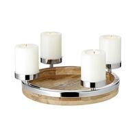 Couronne de l'Avent Mona (Ø 26 cm), Bois de manguier avec Bord en Acier Inoxydable