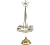 Couronne de l'Avent Porte-bougies Étoile en or pour bougies à tête ronde et bougies chauffe-plat, métal, vintage, Ø23cm H49,5cm