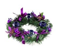 Couronne de l'Avent pour Noël Centre de Table Motif Ruban et Branche Pin | Bougeoir Avent Noël 35 cm pour Bougies Pour Fête Hivernale Salle à Manger Cheminée Tablette Cheminée et Comptoir