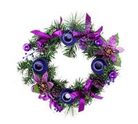Couronne de l'Avent Traditionnelle Décor Table Motif Ruban et Branche Pin | Anneau Porte-Bougies Avent 35 cm Pour les fêtes hivernales, réceptions, salle à manger, cheminée et tablette pour
