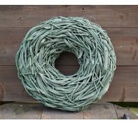 Couronne de lianes en vert - Décoration d'extérieur faite à la main à l'aspect de bois flotté 50 cm