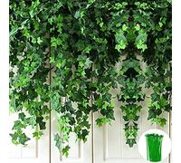 Couronne de lierre artificielle, fausse vigne, fausse plante de protection contre la foudre, plante de vigne suspendue pour décoration murale de jardin de banquet de mariage, 12 paquets de 84 pieds