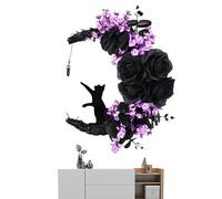 Couronne de lune d'Halloween - Couronne de porte d'entrée d'Halloween | Guirlande lumineuse pour maison, fête, fenêtre, mur, intérieur et extérieur