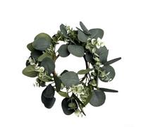 Couronne de marguerites artificielles en eucalyptus pour porte d'entrée, décoration printanière, fleurs en soie vibrante, décoration de ferme, entrée, 25 x 25 x 5 cm, toutes saisons, à suspendre au