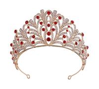 Couronne de mariage Cristal Crown Retro Crown Righestone Baroque Crowe Crown Tiara Party Bridal Hair Accessoires (Couleur: Gold Rose, Taille: Couronne) (Golden Red Crown)