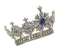 Couronne de Mariage Rétro en Alliage Bleu pour Mariée | Coiffe Majestueuse, Peigne Intégré pour Maintien Sûr, Légère et Facile à Transporter, Style Baroque