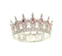 Couronne de mariage ronde en strass pour concours de beauté pour reines et rois, 1 count (Pack of 1), Strass