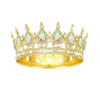 Couronne de mariage ronde pour concours de beauté, diadèmes en strass pour reines et roi, or 1
