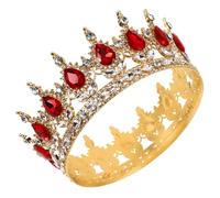 Couronne de Mariée avec Cristaux Rouges en Alliage de Zinc | Coiffe Chic pour Femmes, Style Distinctif et Éclatant, Adaptée aux Noces Bal
