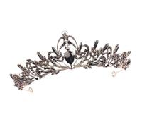 Couronne de Mariée Baroque Vintage en Alliage Noir, Pierres Décoratives | Tiare Légère et Simple, Confortable à Porter Longtemps, pour Photo Activité et Proposition