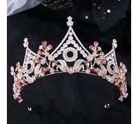 Couronne de mariée Couronne de Reine for Les Femmes, Baroque Luxe géométrique Strass couronnes de mariée Cristal diadème Mariage Cheveux Accessoires mariée diadèmes Bandeaux diadème (Size : Rose Gold