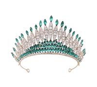Couronne de mariée Couronne de reine for les femmes, grande couronne de mariage de diadèmes en cristal baroque for les mariées femmes accessoires de cheveux coiffes princesse Pageant ( Color : Green )