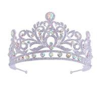 Couronne de Mariée Cristal Baroque en Alliage, Diadème Chic Ambiance | Accessoire Cheveux Mariage, Style Élégant Argenté, pour Théâtre et Anniversaire, Coiffe Couronne Rétro