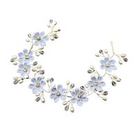 Couronne de mariée en cristal blanc, 2 pièces, bandeau de fleurs for femmes, bijoux de mariage, accessoires for cheveux Pour Femme(Blue)