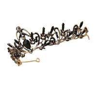 Couronne de Mariée en Cristaux Noirs, Alliage Baroque pour Fille | Léger et Confortable, Facile à Porter Retirer, Style Délicat pour Photo et Cérémonie