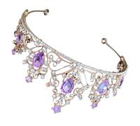 Couronne de Mariée en Cristaux pour Femme, Pourpre, Alliage de Zinc | Coiffe de Cérémonie, Accessoire Vestimentaire, Mise en Place Facile, Finition Soignée, Style Sobre Élégant