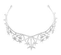 Couronne de Mariée Étoile, Coiffe Artisanale en Verre pour Mariage | Perles et Alliage de Zinc, Finition Électroplaquée Brillante, pour Chignon, Voile, Soirée Gala