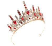 Couronne de Mariée Femme en Cristaux Rouges, Coiffe Royale Adulte