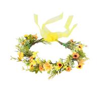 Couronne de Mariée Fleurie Réglable pour Cheveux, Jaune, PP et Fer | Accessoire Coiffure Décoratif, pour Séance Photo et Fête Annuelle, Style Mariée, Adulte et Jeune Fille