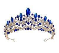 Couronne de Mariée Ornée de Cristaux Bleus en Alliage de Zinc | Accessoire de Coiffure Élégant, pour Spectacles et Fêtes, Mise en Place Facile