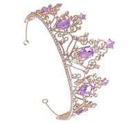 Couronne de Mariée Pourpre, Alliage de Zinc et Pierres Décoratives | Accessoire de Coiffure, Mise en Place Facile, Crée une Nouvelle Coiffure Instantanée, Finition Délicate et Élégante