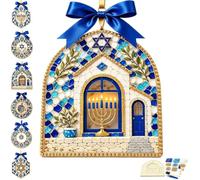 Couronne de mosaïque de Hanoukka bricolage, facile à démarrer, choisissez | Créez vous-même des décorations exquises et festives sur le thème de Hanoukka, tous les matériaux inclus, adaptés(Church)