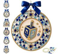 Couronne de mosaïque de Hanoukka bricolage, facile à démarrer, choisissez | Créez vous-même des décorations exquises et festives sur le thème de Hanoukka, tous les matériaux inclus, adaptés(Dreidel)
