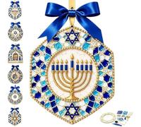 Couronne de mosaïque de Hanoukka bricolage, facile à démarrer, choisissez | Créez vous-même des décorations exquises et festives sur le thème de Hanoukka, tous les matériaux inclus, adaptés(Menorah)