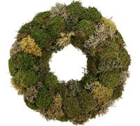 Couronne de mousse faite à la main à partir de mousse de hérisson et de mousse lapone, couronne décorative vert naturel, polyvalente & longue durée de vie, Ø 42cm