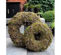 Couronne de mousse rustique pour l'extérieur avec des branches de bonsaï, 45 cm de diamètre, décoration de jardin
