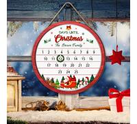 Couronne de Noël 2025 avec nom personnalisé - Calendrier de compte à rebours - Plaque à suspendre - Numéro de Noël - Table de date - Décoration d'intérieur - Panneau de bienvenue - Calendrier pour