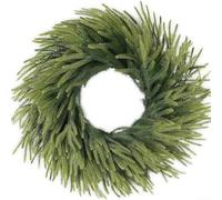 Couronne de Noël 30/35 cm en pin réaliste avec aiguille en caoutchouc souple et rotin Vert Éric Décoration pour porte ou mur (couronnes de 35 cm)