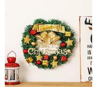 Couronne de Noël 30cm Merry Christmas Couronne Guirlande avec Clochettes Arc de Ruban Balle pour Fête de Noël Porte Avant Sapin de Noel Magasins Décoration
