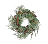 Couronne de Noël 34 cm Verte Brindilles Cônes de Pin Synthétique Enneigé Asturia