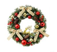 Couronne De Noël 40cm Baies Rouges PVC Pour Porte D'Entrée Mur Maison | Matériau PVC Feuillage vert décoratif et baies rouges éclatantes Installation pour facile pour diverses pour