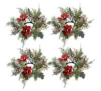 Couronne de Noël, 4pcs Bandle Anneaux Life Live Life Lifore Artificial Christmas Candle pour Les piliers Décoration de Porte d'entrée Table d'hiver Mariage