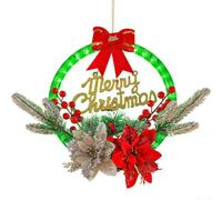 Couronne de Noël à LED pour décoration de porte, couronne de Noël lumineuse en plein air, décorations de fête de Noël, pour portes, fenêtres, arbres ou murs (2)